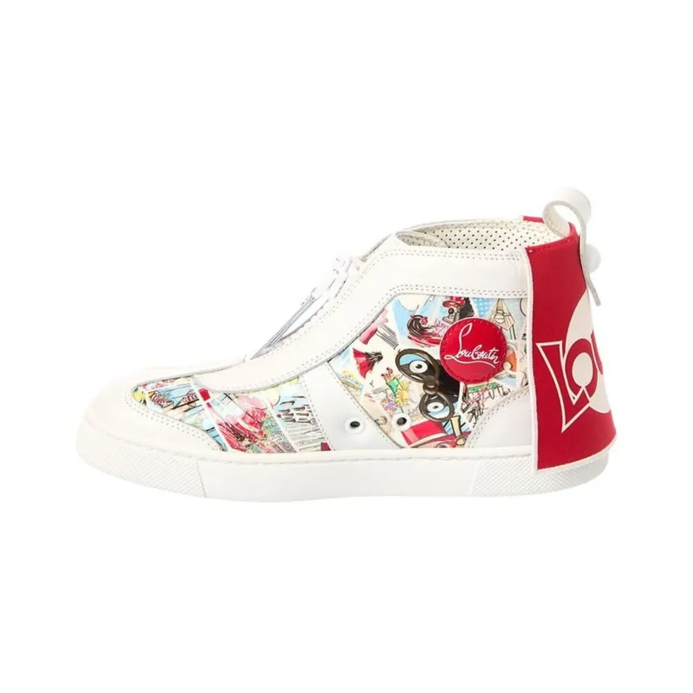 Christian Louboutin Super Loubi Leather High-Top Sneaker, White